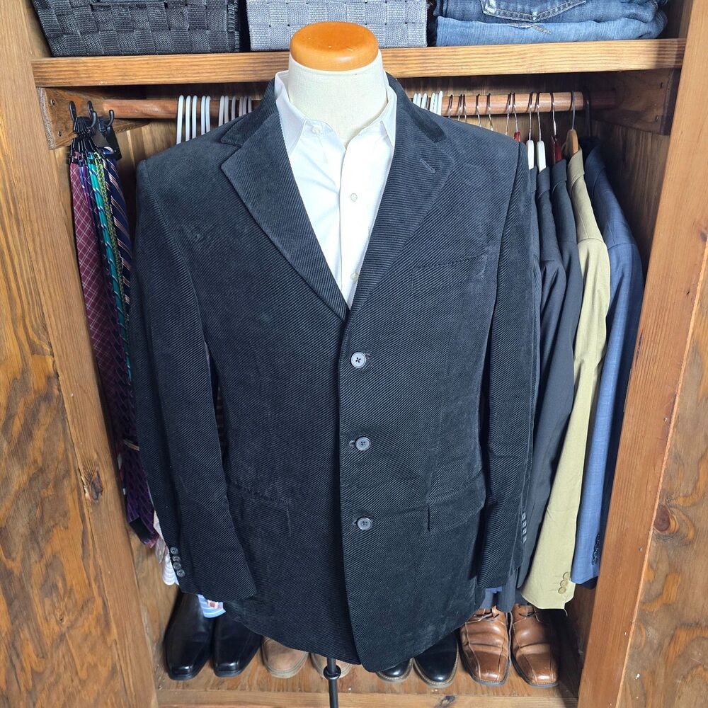 Banana Republic Black Cotton Corduroy Sport Coat Jacket 40R